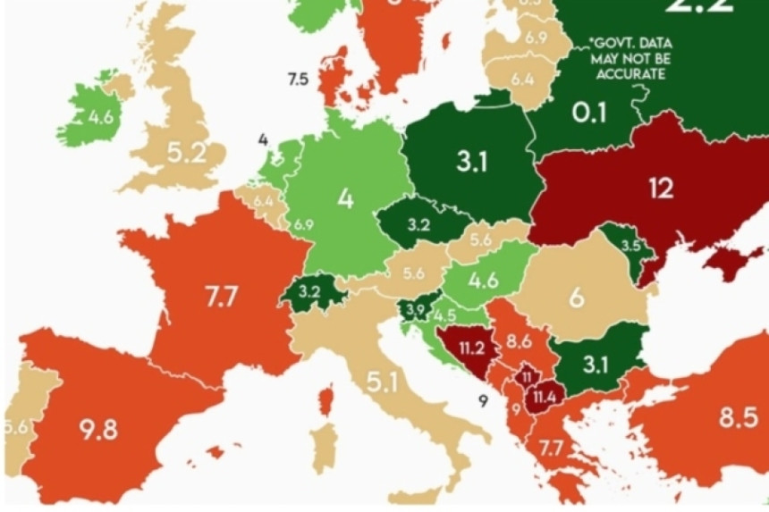 Pogledajte kako izgleda evropska mapa nezaposlenosti