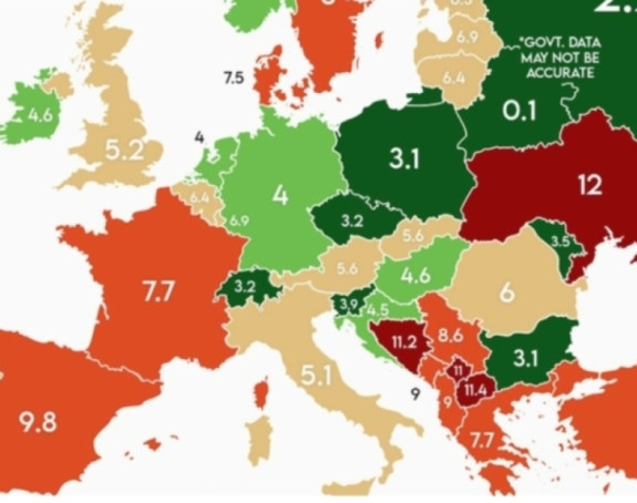 Pogledajte kako izgleda evropska mapa nezaposlenosti
