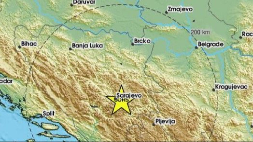 Земљотрес јачине 3 степена погодио подручје Сарајева