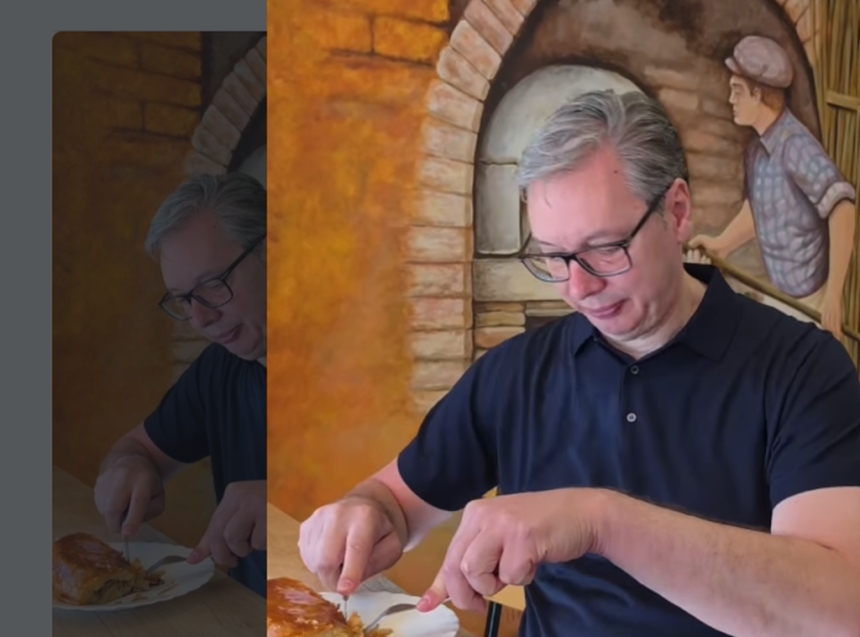 Vučić svratio na burek i čašicu razgovora (VIDEO)