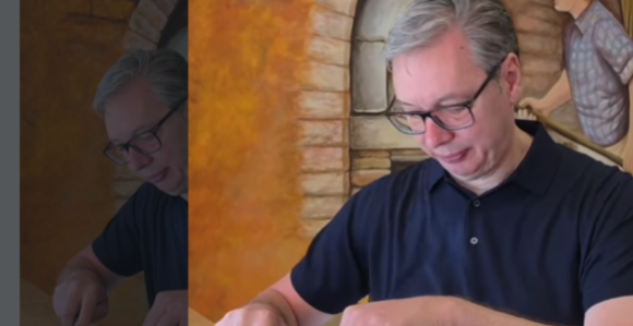 Vučić svratio na burek i čašicu razgovora (VIDEO)
