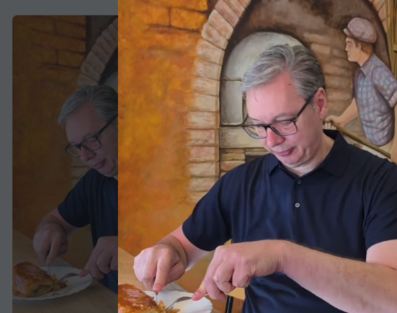Vučić svratio na burek i čašicu razgovora (VIDEO)