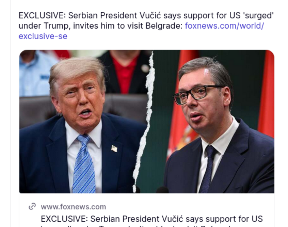 Tramp ponovo objavio Vučićev intervju za Foks njuz