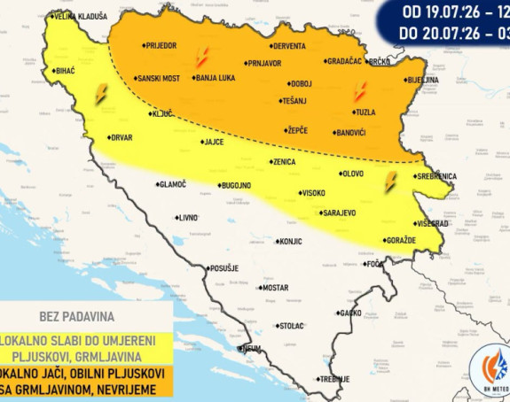 U BiH stiže zahlađenje: Ponegdje jak do olujni vjetar i grad