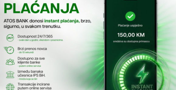 ATOS BANK omogućila instant plaćanja - Novac na računu za nekoliko sekundi 