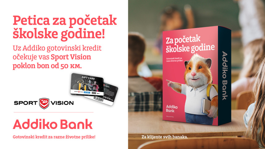 Samo s ličnom kartom Addiko kredit i Sport Vision bon od 50 KM