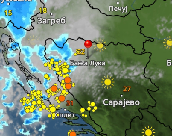 Upaljen meteoalarm u BiH, stižu pljuskovi, led i jak vjetar