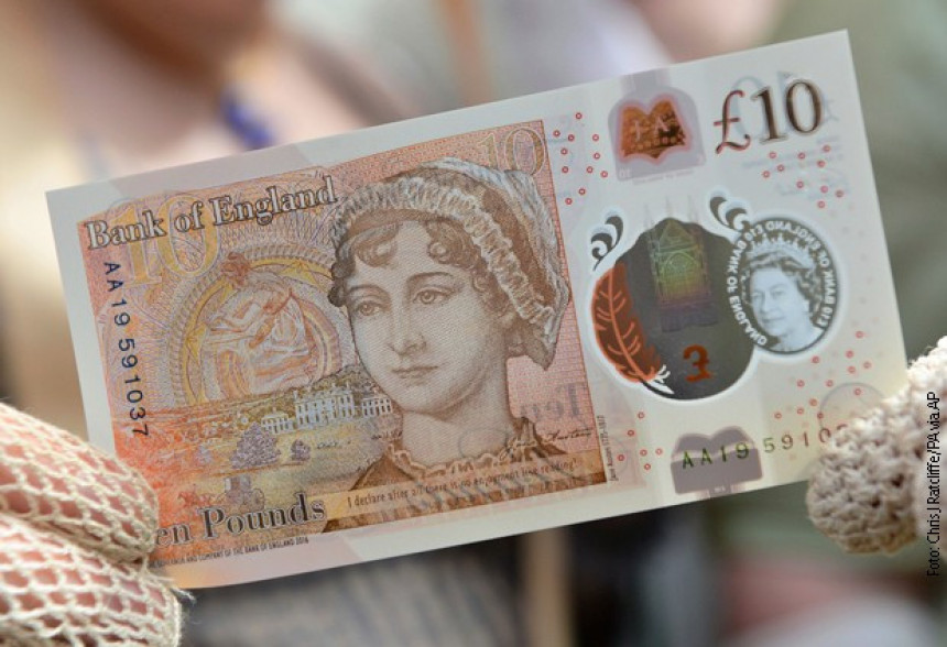 Džejn Ostin na novoj britanskoj novčanici od 10 funti