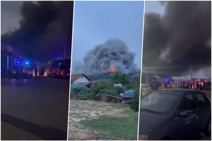 Veliki požar u Dobanovcima, gori proizvodni pogon
