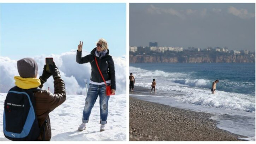 Turisti u Antaliji u istom danu plivali i grudvali se
