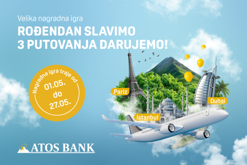 Rođendanska nagradna igra ATOS Banke - Putovanja čekaju na vas!