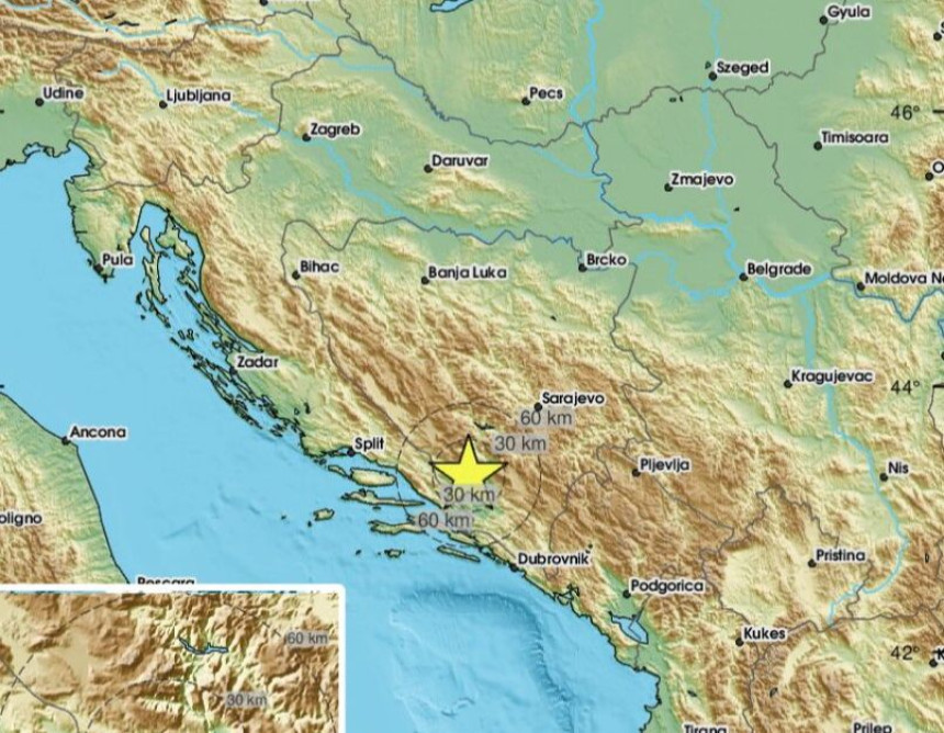 Zemljotres pogodio Hercegovinu, treslo se u Ljubuškom