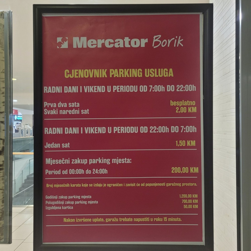 Banjaluka: Inspekcija zabranila naplatu parkinga u Merkatoru